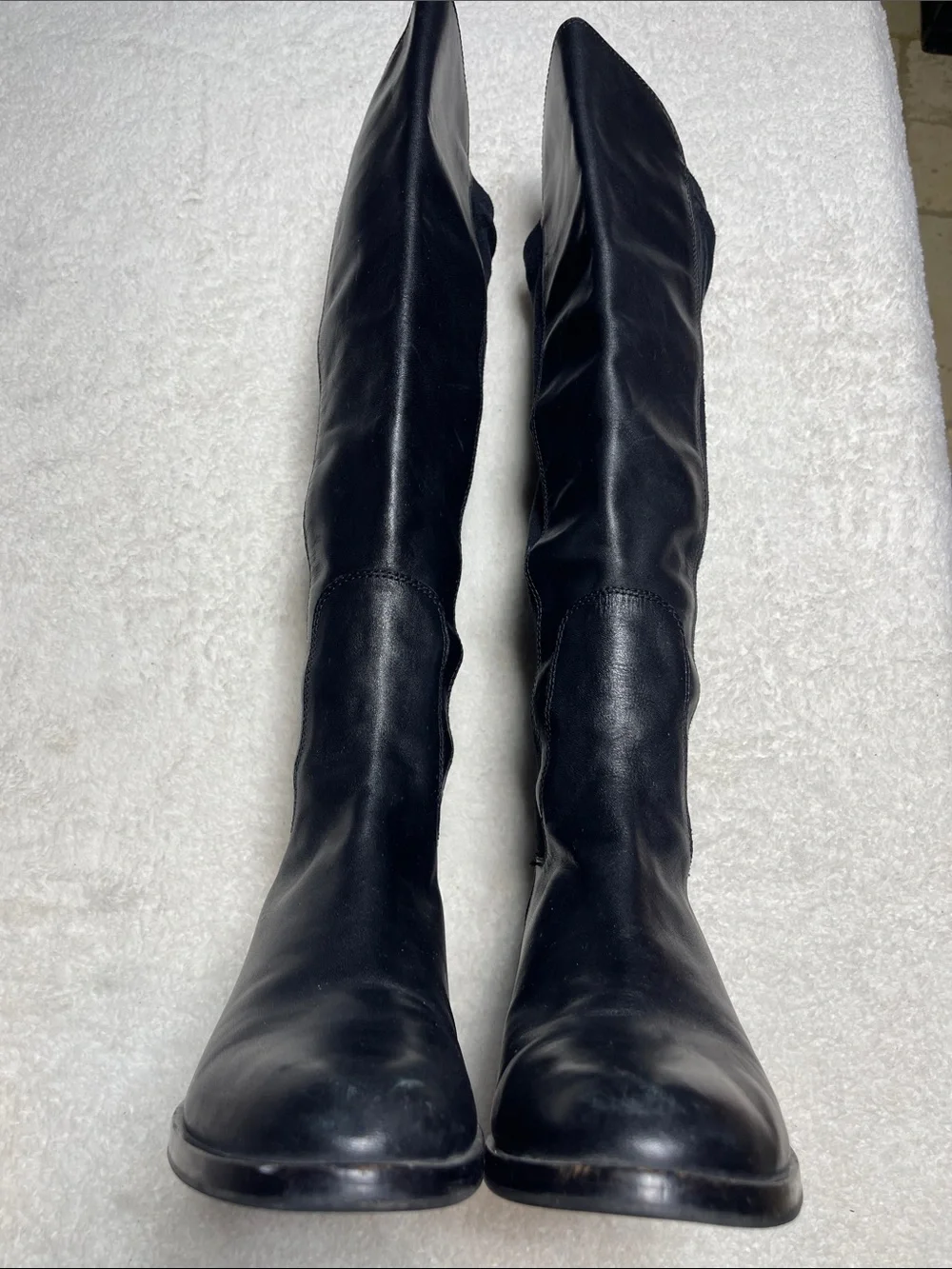 Cole Haan Black Over-the-Knee Leather & Stretch Fabric Boots Size 8B